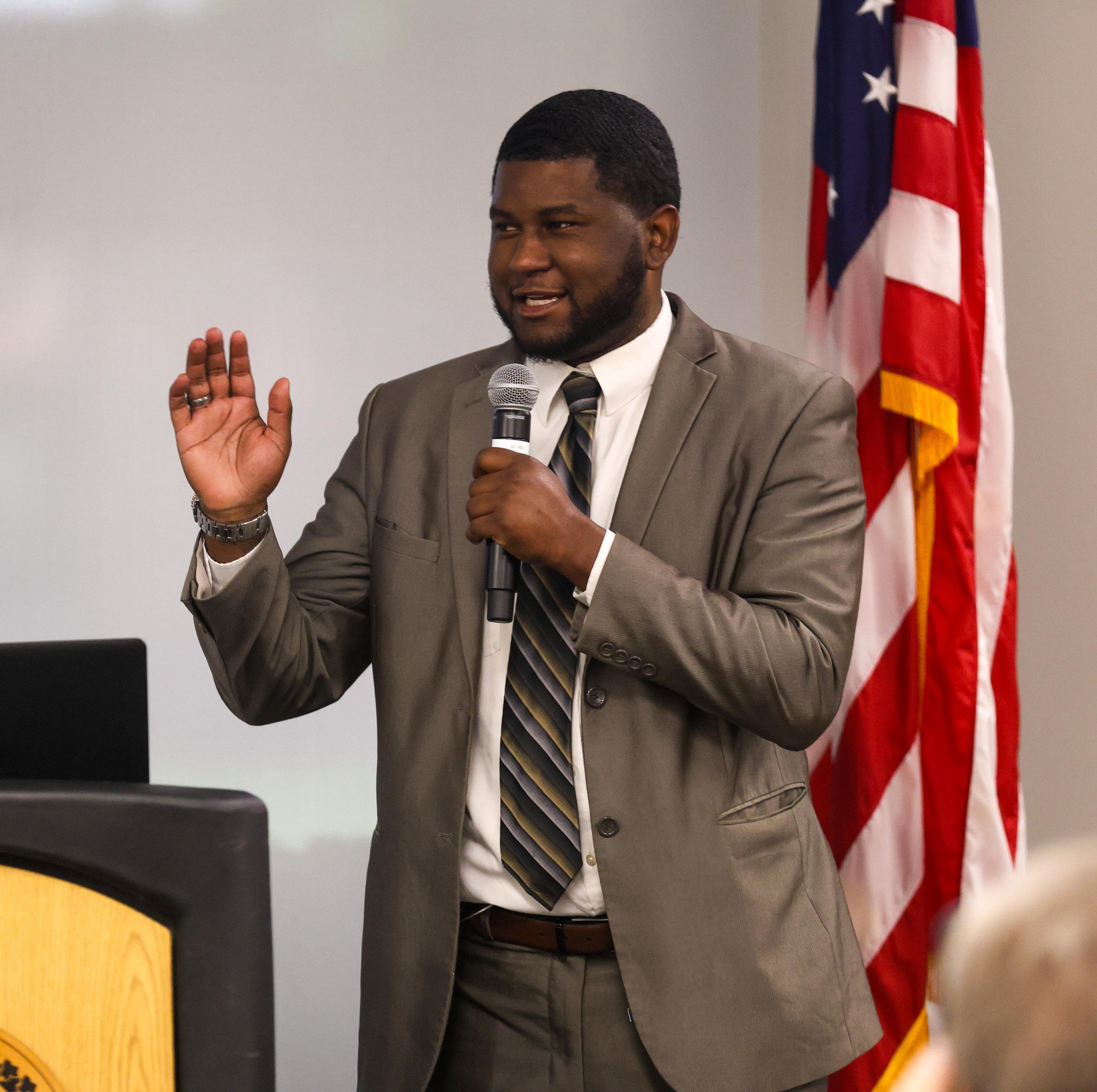 Dr. Keith Toles Jr. speaking at SNU's monthly Business & Leadership Network Meeting